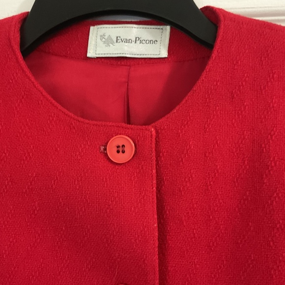 Vintage Evan Picone Wool Cropped Festive Red Blazer, Size 12 - Picture 2 of 6
